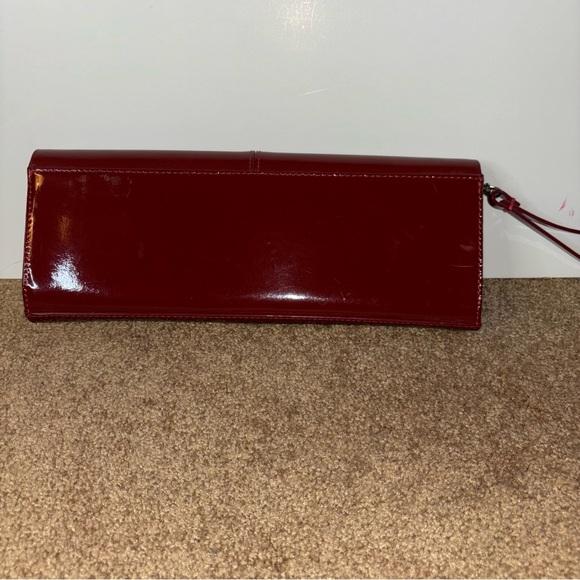 Alfani Burgundy Patent Leather Evening Clutch Purse - Picture 2 of 7